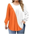 thumbnail image 2 of Dxzfnsa Women's Plus Size Polka T-shirt Home Casual Long Sleeved Round Neck Top Business Casual Tops for Women Orange-5XL, 2 of 6