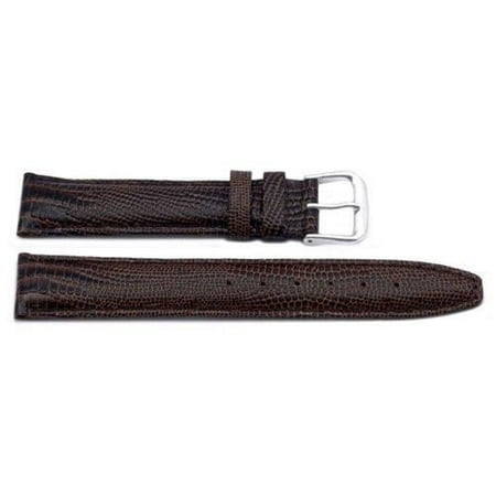 18mm Watch - 18mm Genuine Leather Lizard Grain Brown Watch Strap
