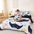 thumbnail image 3 of Feelyou Cute Cartoon Fish Starfish Shell Twin Bedding Sets for Boys Girls, Kawaii Ocean Marine Wildlife Bedding Comforter Set, Black Reversible, 7pcs, 3 of 7