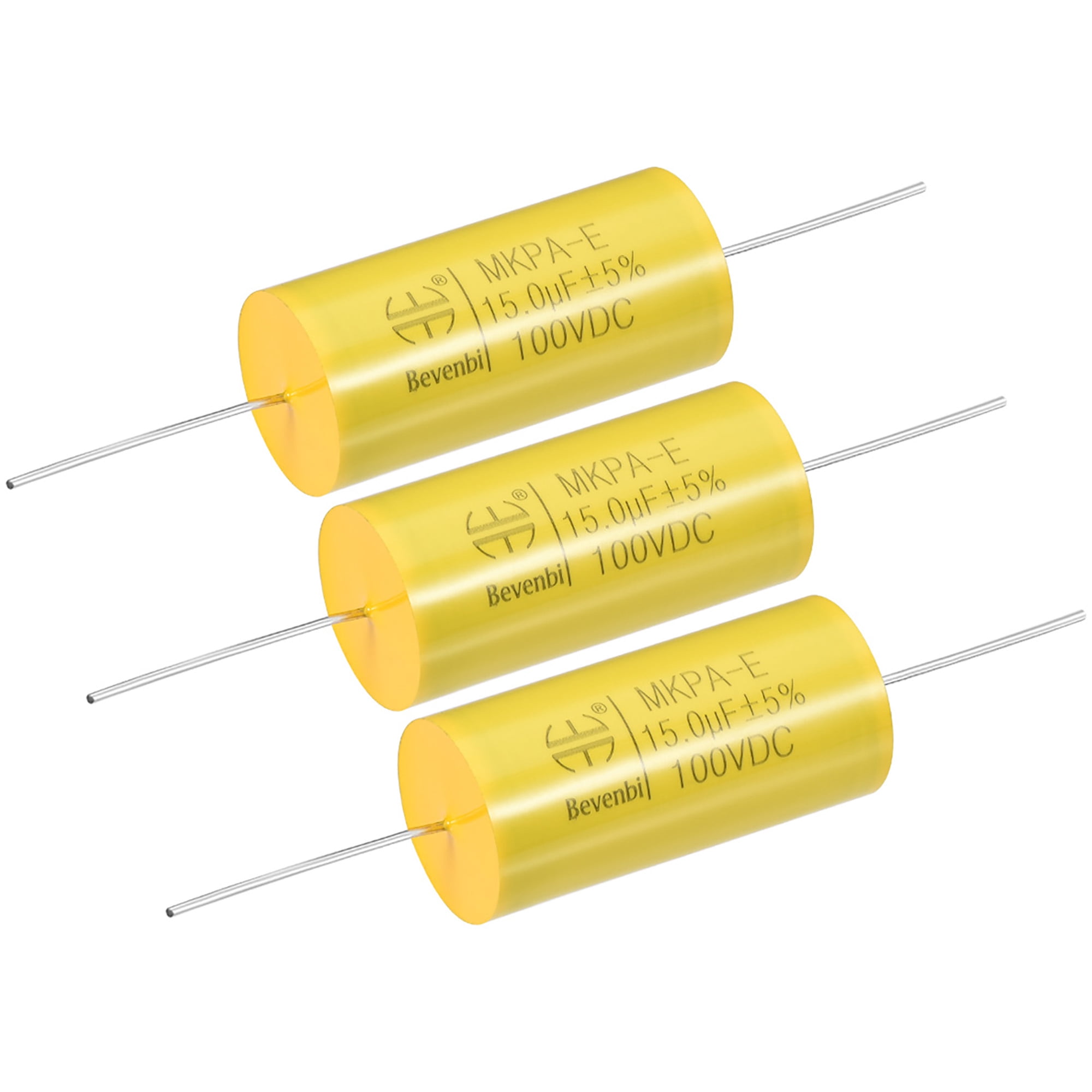 Film Capacitor 100V DC 15.0uF MKPA-E Round Axial Polypropylene