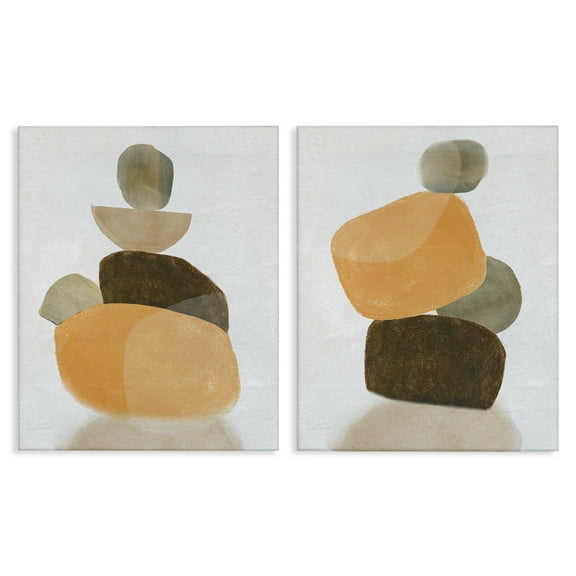 Stupell Industries Stacked Abstract Pebbles Abstract Painting Wrapped Canvas Art Print Wall Art, 16 x 20, Set of 2