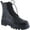 Black, variant on Women's Lace Up Ankle Boots Round Toe Mid-Calf Boot Lace-Up Side Zipper Classic Combat Fall Winter Military Booties