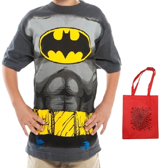 Batman Big Boys' Costume Tee & Tote - 2 Piece Set (Small 8)