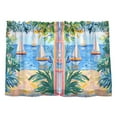 thumbnail image 7 of Yayeee Kitchen Curtains Light Filtering 27"x24" Rod Pocket Short Cafe Window Panel, Blue Seaside, 7 of 7