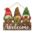 thumbnail image 2 of Cartel de bienvenida navideño, diseño de gnomos de invierno, colgador decorativo con detalles de copos de nieve, placa colgante festiva, adorno navideño para decoración del hogar, 2 of 6