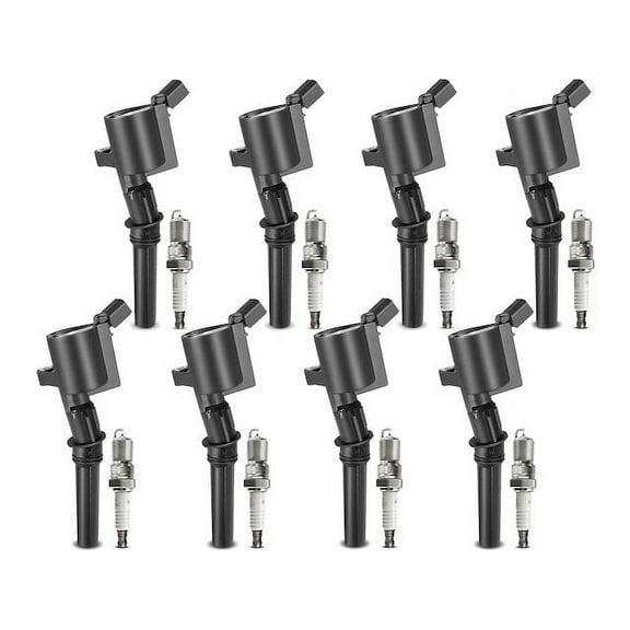 Ignition Coil Set with Spark Plugs 8 - Compatible with 2000 - 2004 Ford F-250 Super Duty 2001 2002 2003