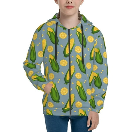 

Hoodies for Women Corn On The Leaves Long Sleeve Sweatshirt Drawstring Zip Up Hoodie with Pockets Teen Girl Clothes