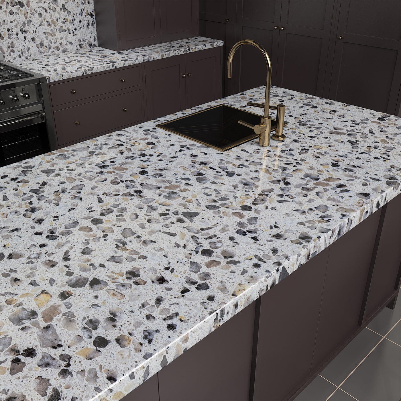 A-b-cil Terrazzo Contact Paper 394" X 16" Gray White Granite Contact Paper for Kitchen Counter Top Peel and Stick Countertop Adhesive Wallpaper for Cabinet Desk Dresser Top Table Covers Stains