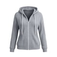 thumbnail image 4 of Oksale Hoodie Jacket for Women with Zipper and Pockets Long Sleeve Ribbed Knit Cardigan Casual Drawstring Fall Outfits Gray 2XL, 4 of 8