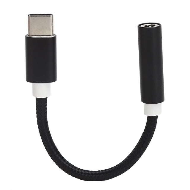 Adaptador de audio trenzado tipo C a auxiliar de 3,5 mm Sincero Negro