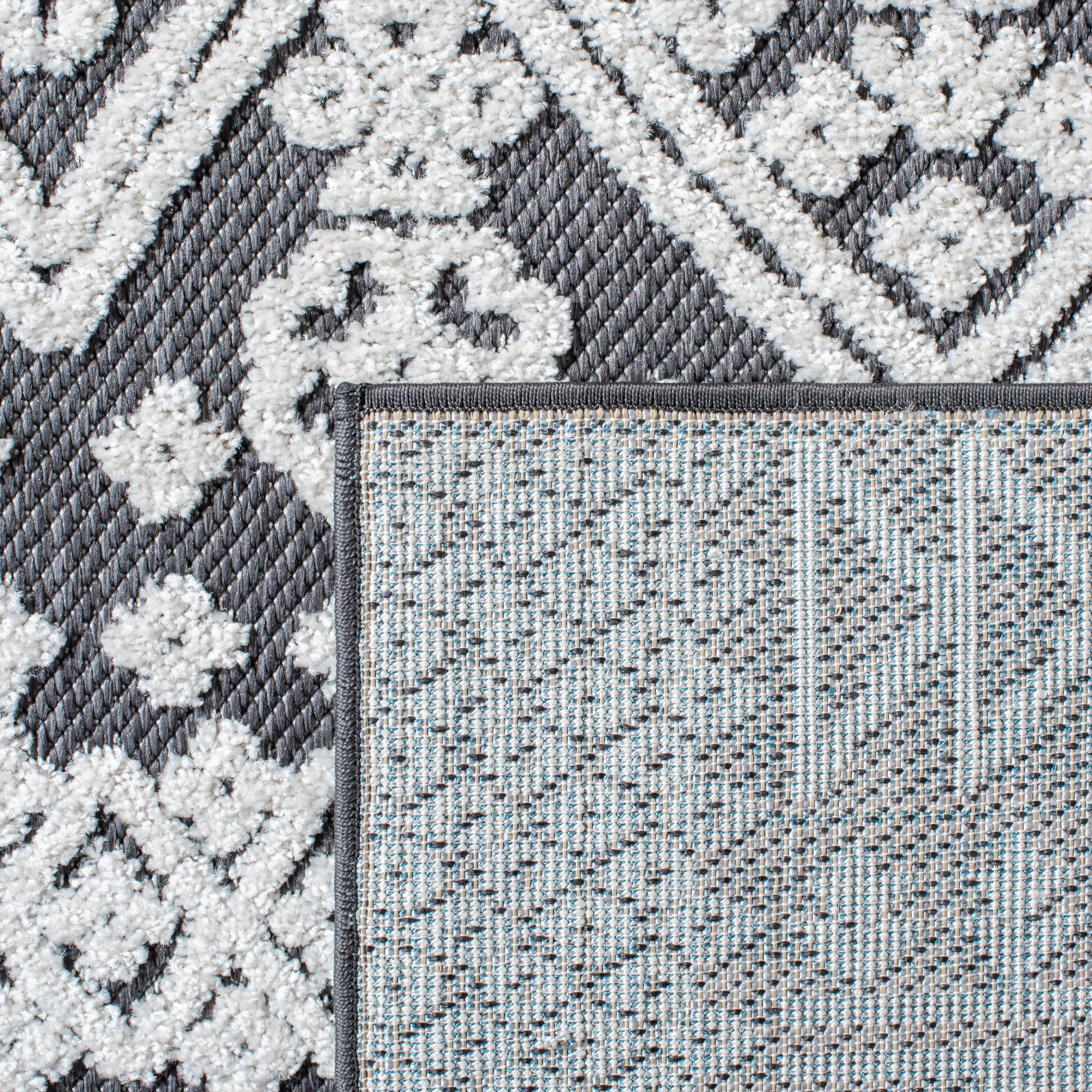 SAFAVIEH Cabana Arielle Geometric Indoor/Outdoor Runner Rug, Ivory/Grey, 2'2" x 7'