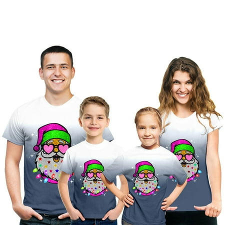 

Family Matching Outfits Men Dad Father Christmas Clothes Printed Short Sleeve Tops T Shirt Matching Clothing Set