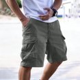 thumbnail image 2 of CONZONE Mens Cargo Shorts Elastic Waist Drawstring Hiking Shorts for Men Solid Color Lightweight Loose Fit Gym Athletic Shorts With Pockets, 2 of 5
