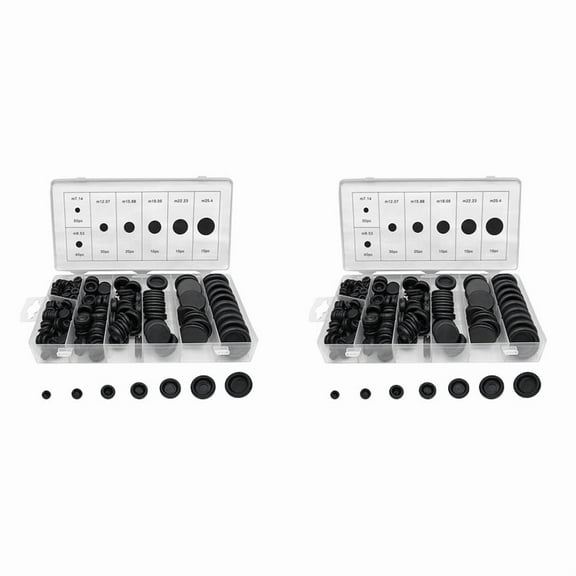 340Pcs 7 Sizes Rubber Grommet Assortment Kit, Firewall Hole Plug Set Electrical Wire Gasket Solid Plugs