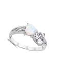 thumbnail image 4 of CHOOSE YOUR COLOR Heart Clear CZ White Simulated Opal Promise Ring .925 Sterling Silver Band Female Size 9, 4 of 4