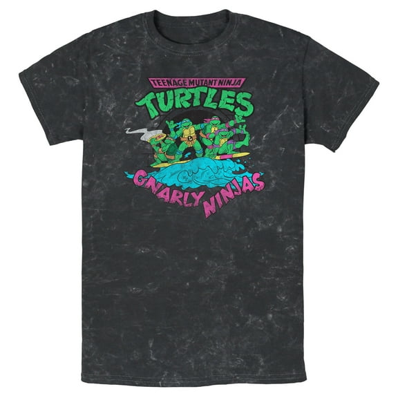 Men's Teenage Mutant Ninja Turtles Distressed Gnarly Ninjas  Graphic Tee Black Small