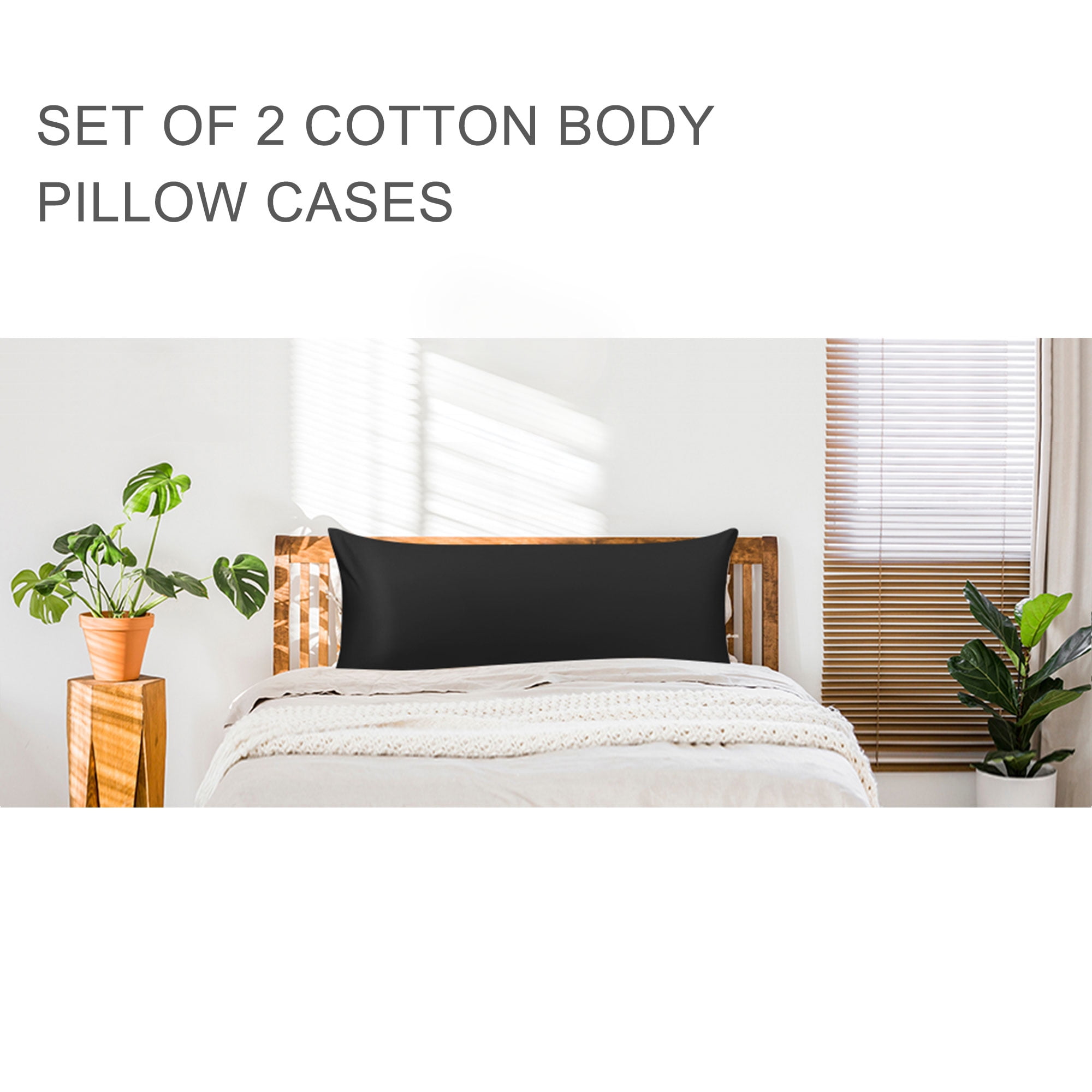 Set of 2 Zippered PillowCase Body Pillow cases Egyptian Cotton Body