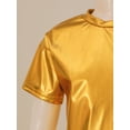 thumbnail image 5 of Manyakai Kids Girls Boys Shiny Metallic T-Shirt Short Sleeves Hip Hop Jazz Dance Performance Tees Gold 160, 5 of 7