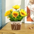 thumbnail image 3 of Flores artificiales en maceta, plantas en maceta falsas, arreglos florales decorativos, flores artificiales para dormitorio, interior, sala de estar, Amarillo, 3 of 8