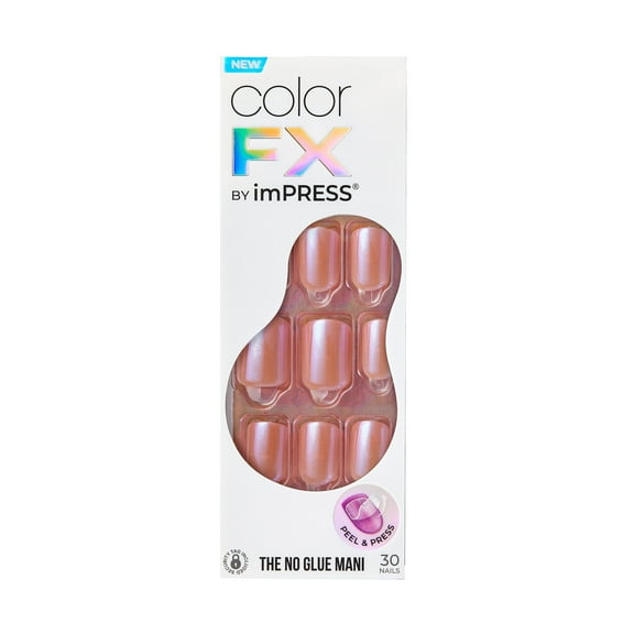 colorFX by imPRESS Press-On Nails, No Glue Needed, Neutral, Short Squoval, 33 Ct.