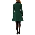 thumbnail image 3 of INSPIRE CHIC Women' Winter Overcoat Single Breasted Button Velvet Contrast Collar Pea Coat XS Deep Green, 3 of 6