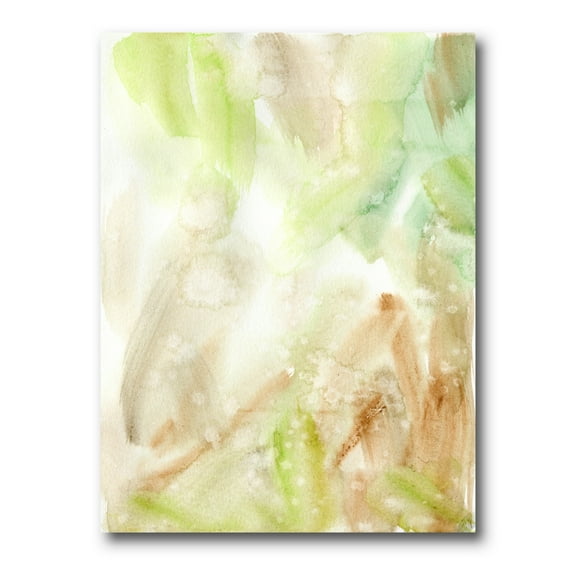 Designart ' Pastel Abstract With Brown Green and Beige Spots ' Modern Canvas Wall Art Print