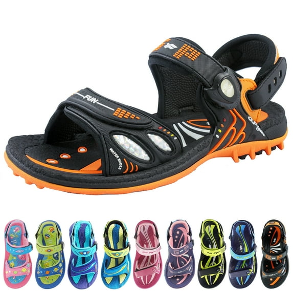 GP Kids Signature SNAP LOCK Sandals: 7620 Black Orange, EU37 (Size: Big Kid 6 - 6.5)
