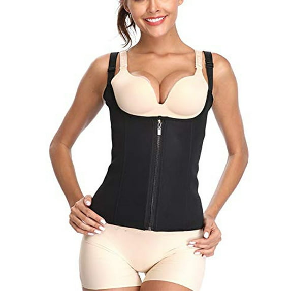 6 Spiral Steel Bone Slim Vest Plus Size Shapewear Corset Waist Trainer Vest Women Body Shaper Corset Strap Tummy Control Underwear S-3XL Gray/Black