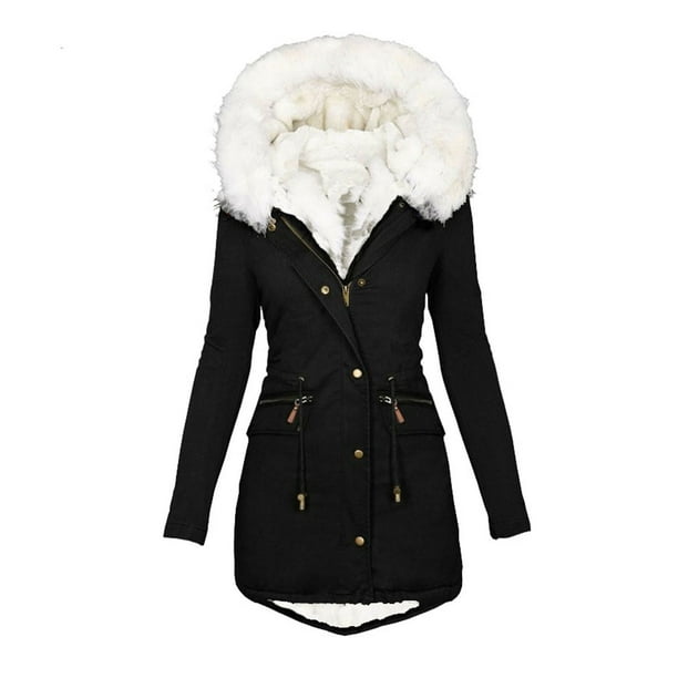Womens Winter Parkas Thicken Warm Hoodie Jacket Sherpa Lined Faux