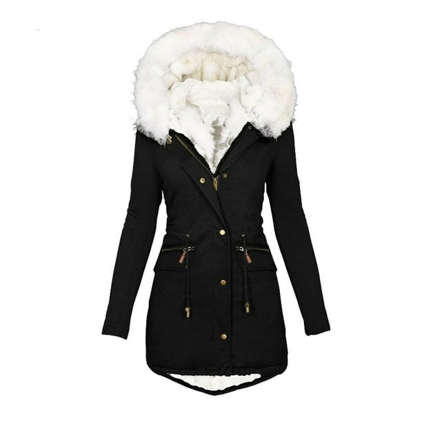 2021 Women's Coat Winter Jacket Hooded Long Thick Warm Cotton Padded Parkas  Female Fleece Inside Liner Jackets Coats