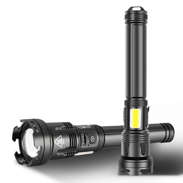 Linterna COB XHP110 con entrada y salida de zoom telescópico y pantalla de potencia, linterna P99
