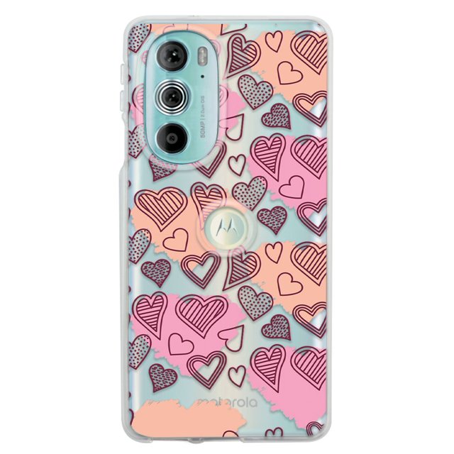 Funda para Moto Edge 30 Pro InstaCase Antigolpes Corazones Manchas