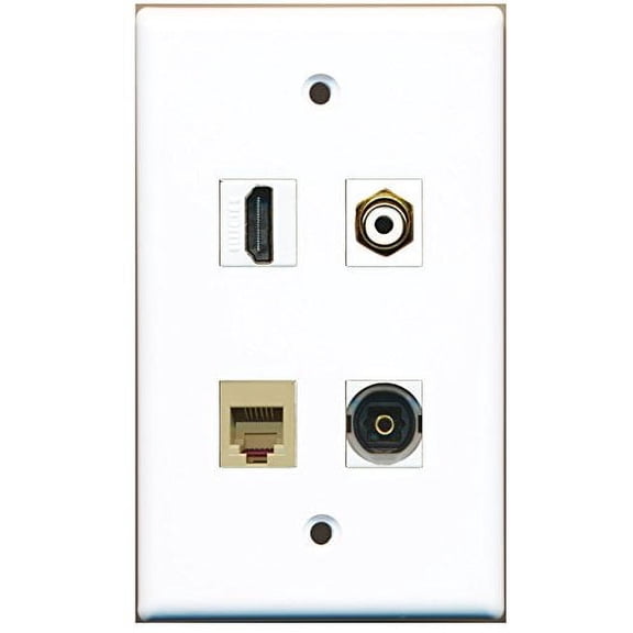 RiteAV - 1 Port HDMI 1 Port RCA White 1 Port Phone RJ11 RJ12 Beige 1 Port Toslink Wall Plate