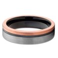 thumbnail image 2 of Tungsten Wedding Band Rose Gold Tungsten 6mm Men & Women Black Tungsten Ring Offset Groove Comfort Fit, 2 of 3