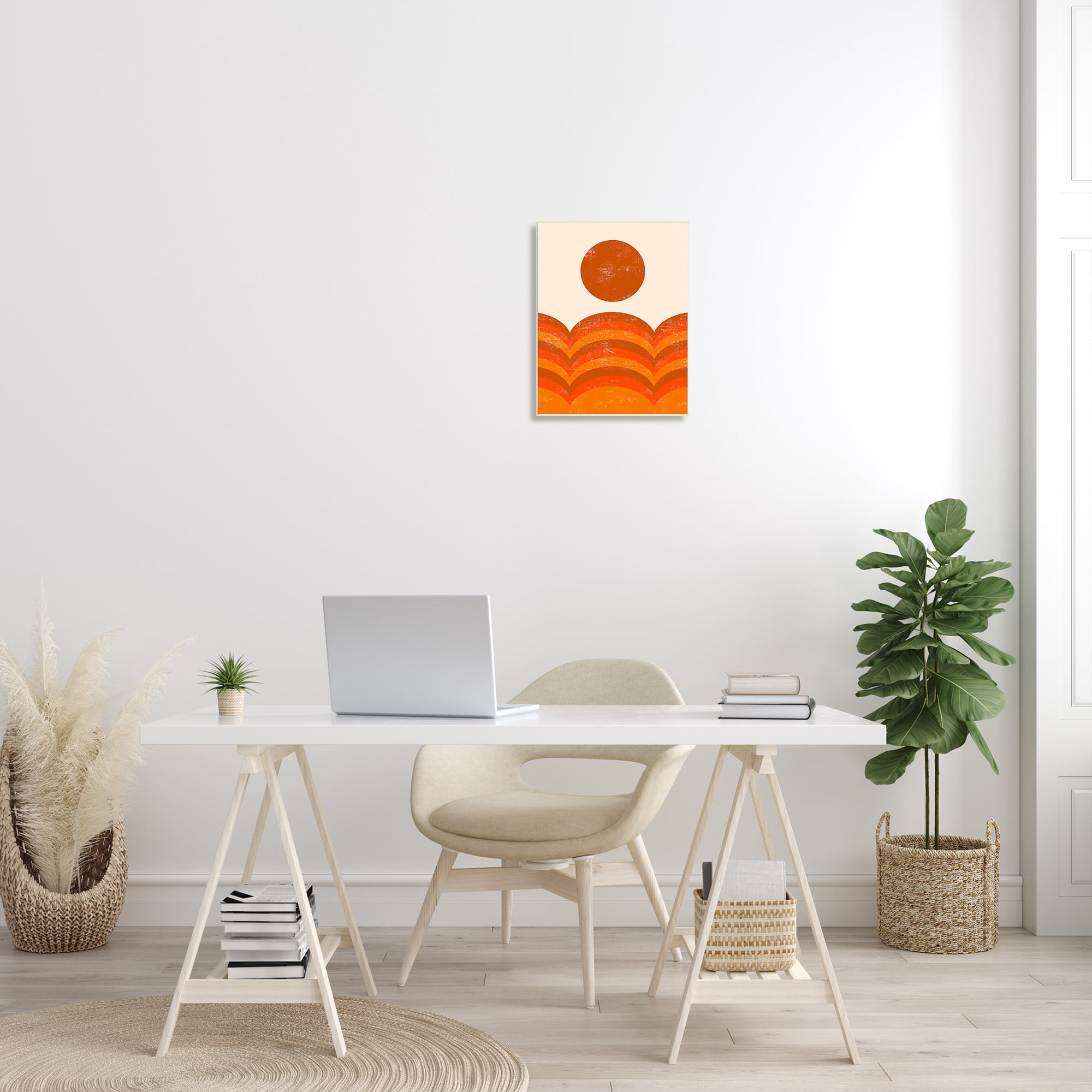 Stupell Indtries Warm Summer Sun Landscape Abstract Orange Mountain Hills,13 x 19,Design by Daphne Polselli