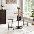 thumbnail image 6 of VECELO 3-Piece Bar Table Set with Wine Rack, Round Bistro Table with 2 Stools for Breakfast Nook, Dining Room, Kitchen, Brown, 6 of 9