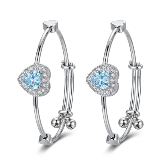 Heart Design Bracelet Combo for Women, Adjustable Open Cuff Bangle Pair with Decorative Stone Accent Fashion Jewelry