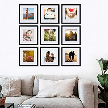 FRAMICS 9 Pack 12x12 Picture Frames, Display 8x8 Photo with Picture Mat ...