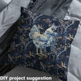 thumbnail image 2 of Feelyou Retro Rooster Teen Fabric by the Yard 2 Yards, Western Damask Flower Plant Room Decor Fabric by the Yard, Blue Bowknot Fabric for Sewing, Ultra Soft Home Decor, 2 of 6