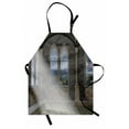 thumbnail image 1 of Fantasy Apron Crepuscular Rays Streaming Through Stained Glass Window Ancient Palace Castle, Unisex Kitchen Bib Apron with Adjustable Neck for Cooking Baking Gardening, Grey Cream White, by Ambesonne, 1 of 3