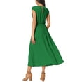 thumbnail image 3 of INSPIRE CHIC Women's Dress Cap Sleeves Wrap V Neck Flowy Ruffle Pleated Casual with Belt Midi Dresses XL Green, 3 of 6