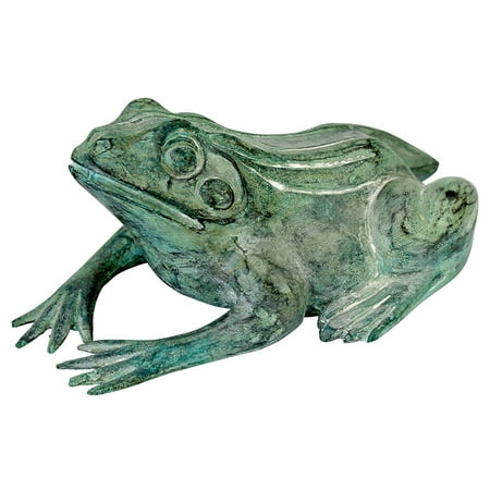 Bronze Frogs Lily Pad - Design Toscano Small Bull Frog Cast Bronze Garden Statue