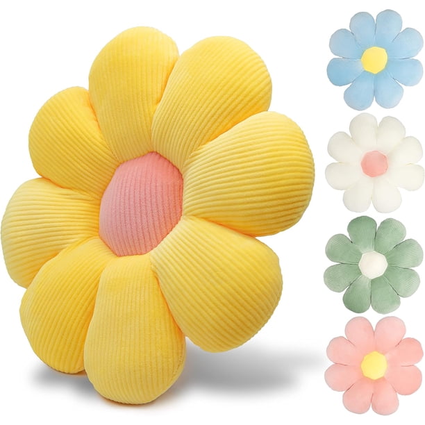 Adorable almohada de flores, cojín decorativo para asiento con un encantador diseño de margaritas, uso multifuncional para dormitorio, habitación de niños o asientos en el suelo, el algodón PP