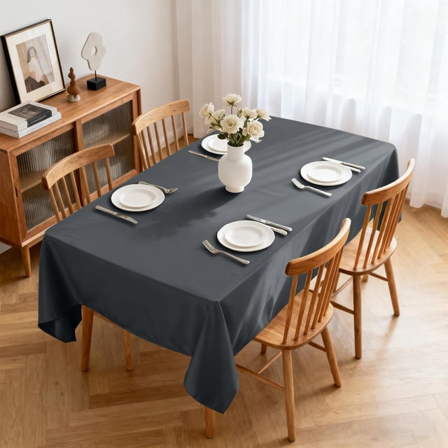 Black Table Cloths Rectangular 60 x 84 Inch, Waterproof Rectangle Table Cloth Stain Resistant Tablecloth, Spillproof Washable Table Cover for Dining, Buffet, Parties, Holiday, Events, Wedding