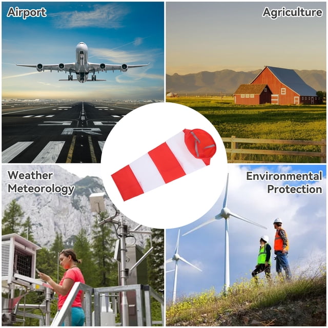 Becaristey Fine Workmanship Windsock For Ventilation And Strong Winds Oxford Fabric Made Of Waterproof Red + White 1Set