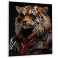 thumbnail image 2 of Designart "Fashionable Tiger II" Animals Tiger Metal Art Living Room, 2 of 5