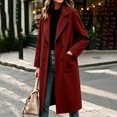 thumbnail image 6 of IUYRTFE Women's Long Overcoat Lapel Collar Button Down Knee Length Coat with Pockets Lined, 6 of 9