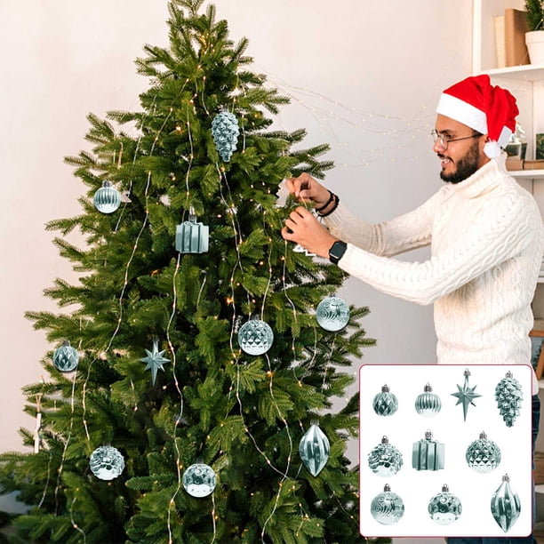 Xihbxyly 12 Adornos Navideños para Árbol de Navidad, Bolas de Plástico Brillantes, Reutilizables, para Colgar En El Árbol, Ideales para Oficinas, Hoteles y Mansiones. Juego de 12.
