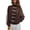 Brown, variant on Women's Frog Button Stand Collar Zip-Up Striped Cropped Track Jacket Red L