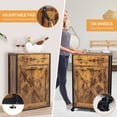 thumbnail image 5 of UBesGoo Trash Can Cabinet Tilt Out with Wheels & Drawer, 10 Gallon Kitchen Sideboard Trash Bin Pet Proof, Rustic Brown, 5 of 11
